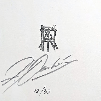 Edition detail of “Chromadyna Micap #5” by Felipe Pantone, lithograph on paper, hand signed and numbered 28 of 30 limited edition.