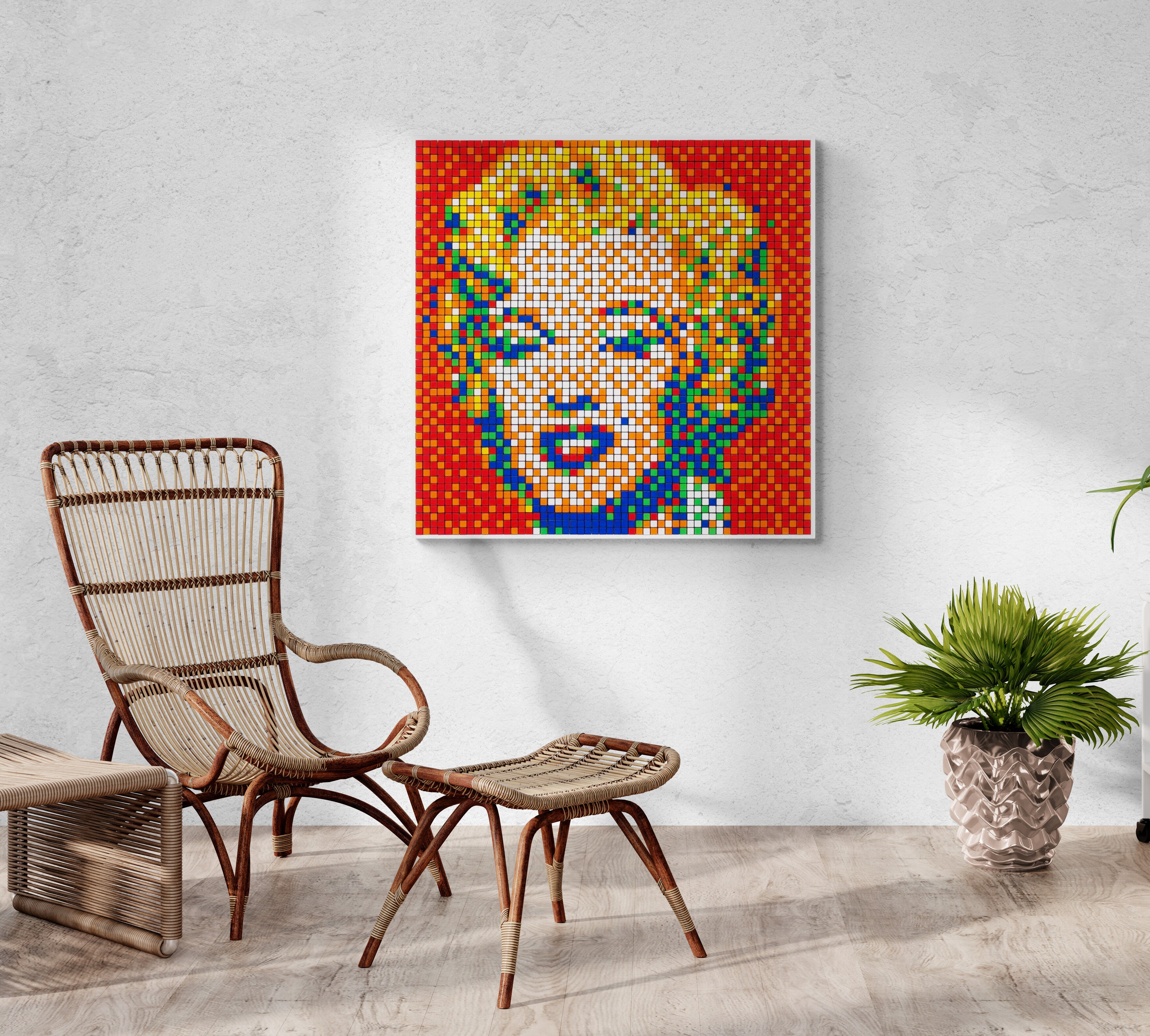 Rubik shot red Marilyn par Invader, 2023 | Edition giclée Rubik shot red Marilyn par Invader, 2023 | Edition giclée