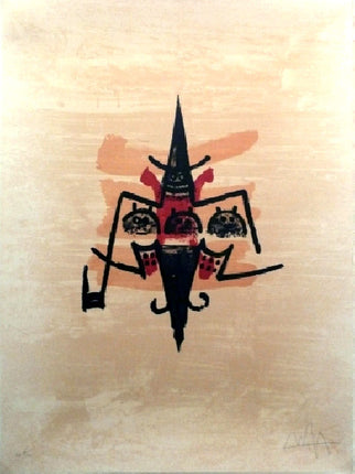 Abstract composition in “El último viaje del buque fantasma XII” by Wifredo Lam, full artwork view on neutral background