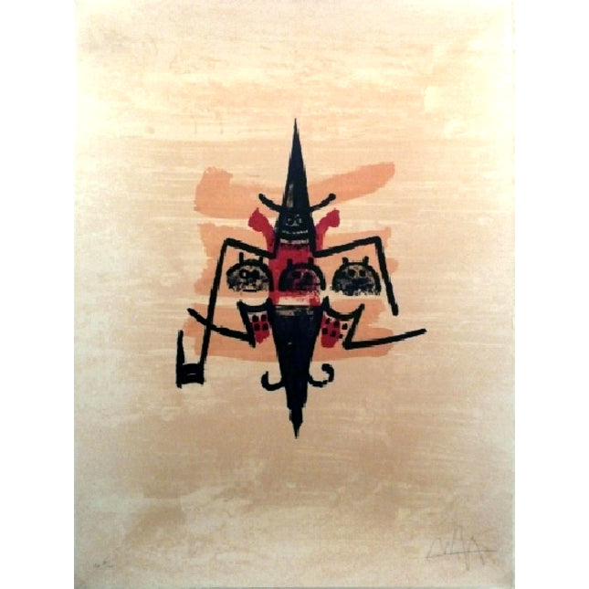 Abstract composition in “El último viaje del buque fantasma XII” by Wifredo Lam, full artwork view on neutral background