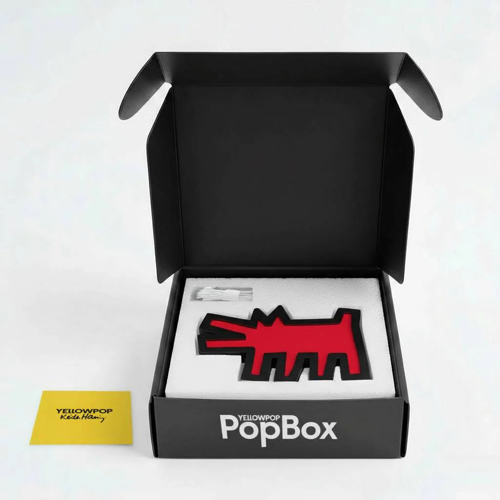 Keith Haring: Neon lights - PopBox Barking Dog – ARTETRAMA Keith Haring: Neon lights - PopBox Barking Dog – ARTETRAMA