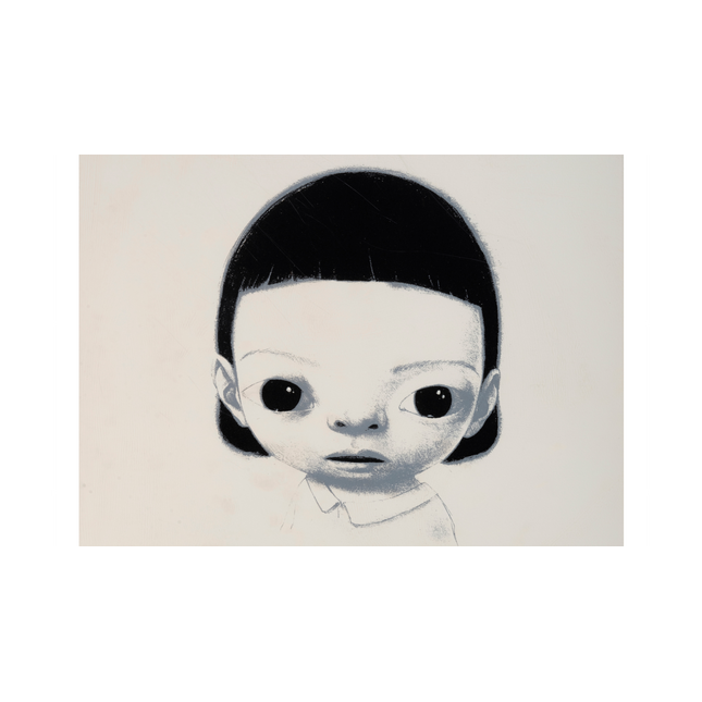 Main view of "Hanan" by Roby Dwi Antono, detailed monochrome print with smooth matte paper and subtle shading, Artetrama.